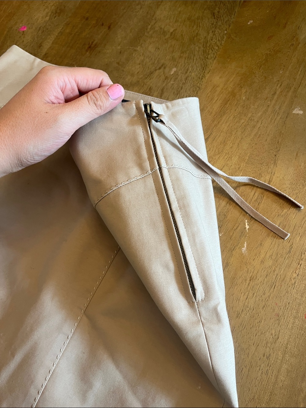 Robert Rodriguez Beige High-Waist Pencil Skirt with Side Tie - Picture 3 of 4